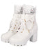 Bottes À Talons Épais Dentelle Perles Nœud Vintage