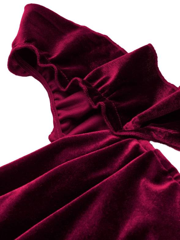 Robe à volants et bretelles en ruban de velours années 1940