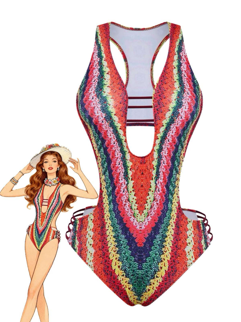 Maillot De Bain Arc-En-Ciel 1960s
