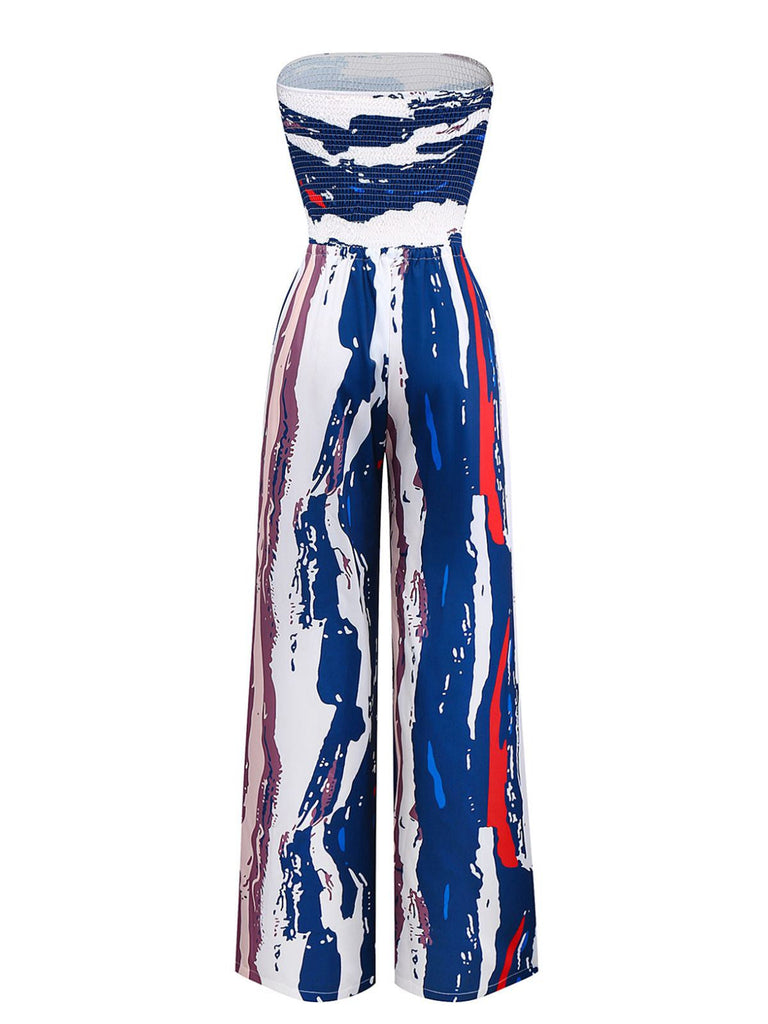 Combinaison bustier multicolore à encre éclaboussée années 1960