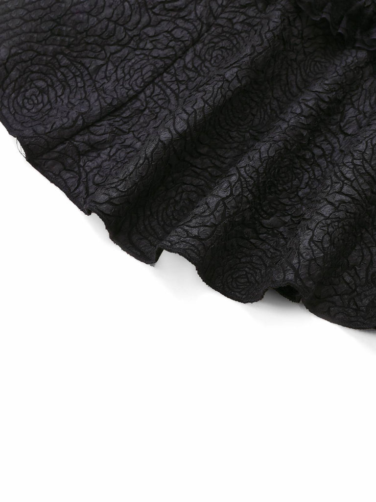 Robe noire à lacets en patchwork de dentelle texturée gothique des années 1980