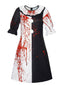 Robe multicolore à blocs de couleurs et taches de sang Terrifier des années 1960