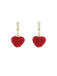 Boucles d'oreilles pendantes en cristal rouge en forme de cœur