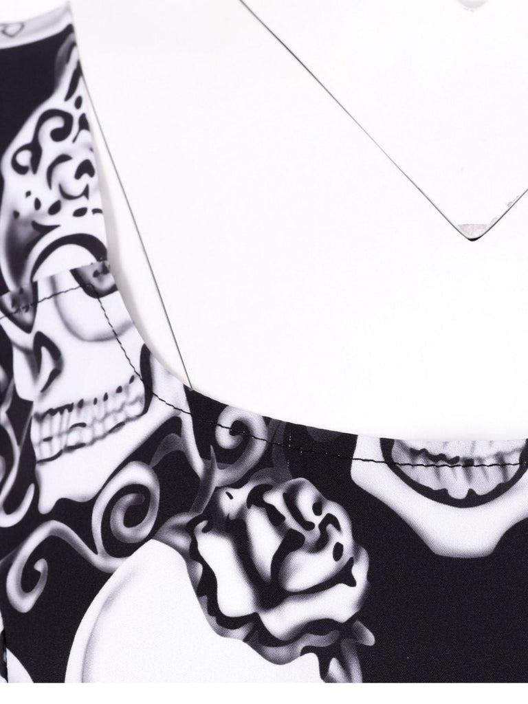 Robe trapèze à motif crâne Halloween années 1950