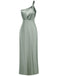 Robe de soirée une épaule en satin uni des années 1940