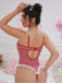 Body lingerie rouge à carreaux vichy et nœud en dentelle des années 60