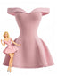 Robe Mini Solide Épaule Dénudée Ajustée Années 1960