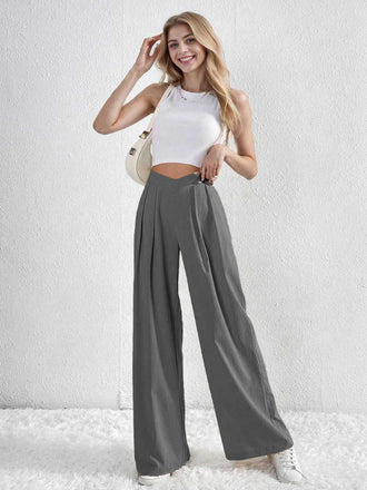 Pantalon droit à plis croisés unis des années 1930