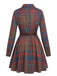 Robe chemise à carreaux, col à revers et ceinture Années 1970 - 8