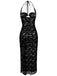 2PCS Ensemble de nuit transparent en dentelle noire des années 1940