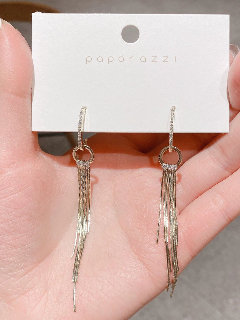 Boucles d'oreilles à pampilles en perles dorées vintage