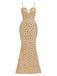 Robe de soirée dos nu sequins couleur champagne années 1930