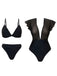 Ensemble bikini et paréo en maille unie années 1960