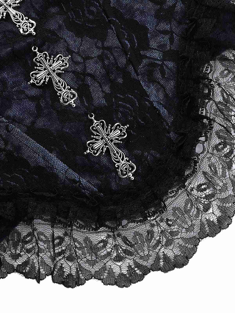 Camisole en velours et dentelle violet style gothique des années 1980