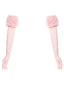 Gants longs roses à bordure en fausse fourrure