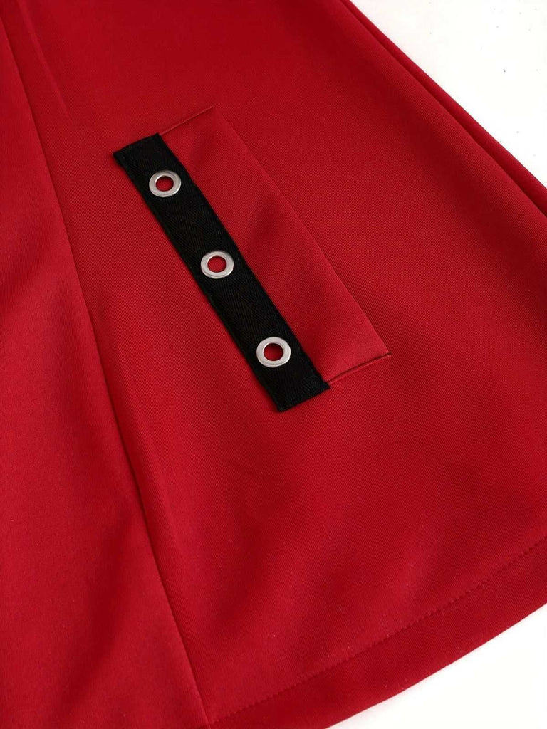 Veste midi punk à capuche et ceinture zippée années 1960