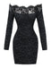 Robe noire en dentelle avec éclaboussures argentées métallisées années 1980
