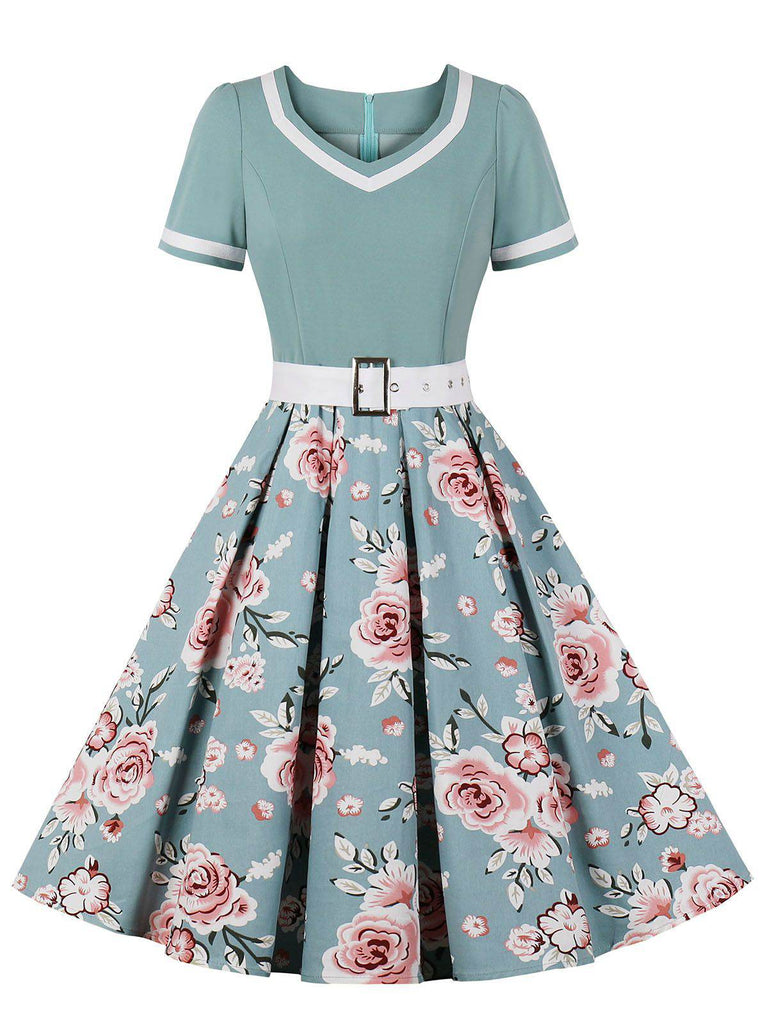 Robe Swing Année 50 Fleurie avec Ceinture 8