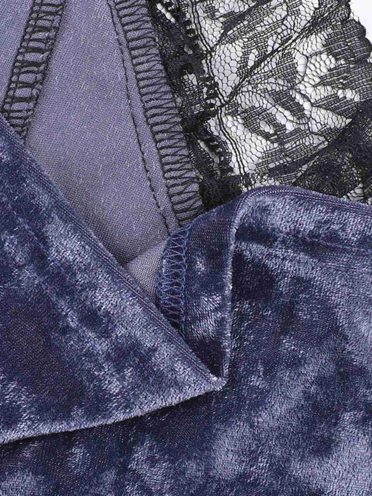 Camisole en velours et dentelle violet style gothique des années 1980