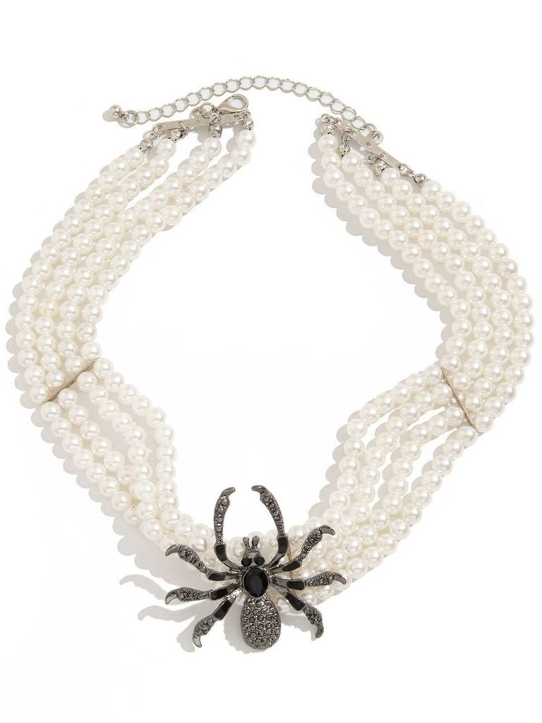 Collier de perles araignée vintage d'Halloween