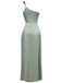 Robe de soirée une épaule en satin uni des années 1940
