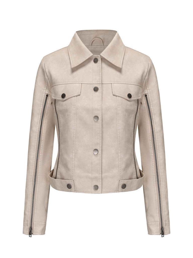 Veste de moto en cuir à fermeture éclair multiple années 1960