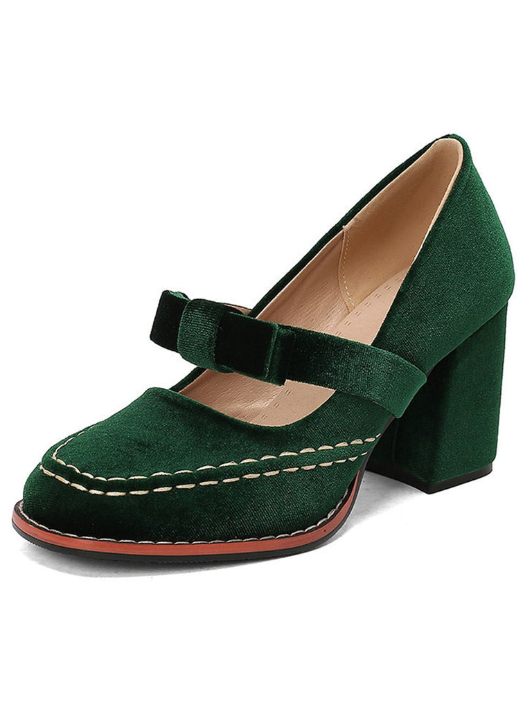 Escarpins Mary Jane en daim uni avec nœud