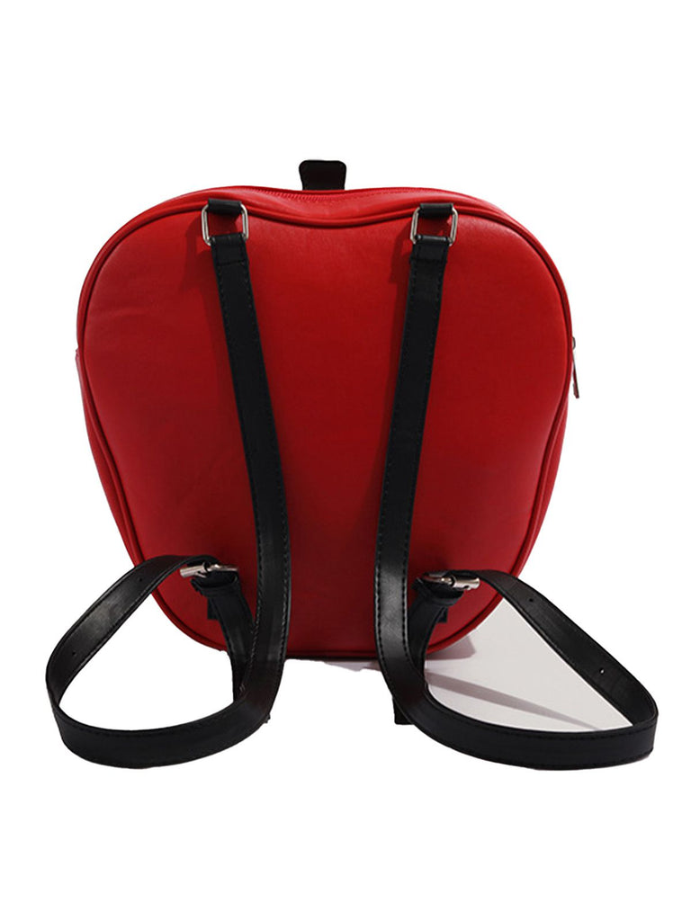 Sac bandoulière en cuir avec nœud style corset et pomme gothique