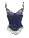 Camisole en velours et dentelle violet style gothique des années 1980