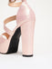 Escarpins vintage à talons hauts épais en cuir PU