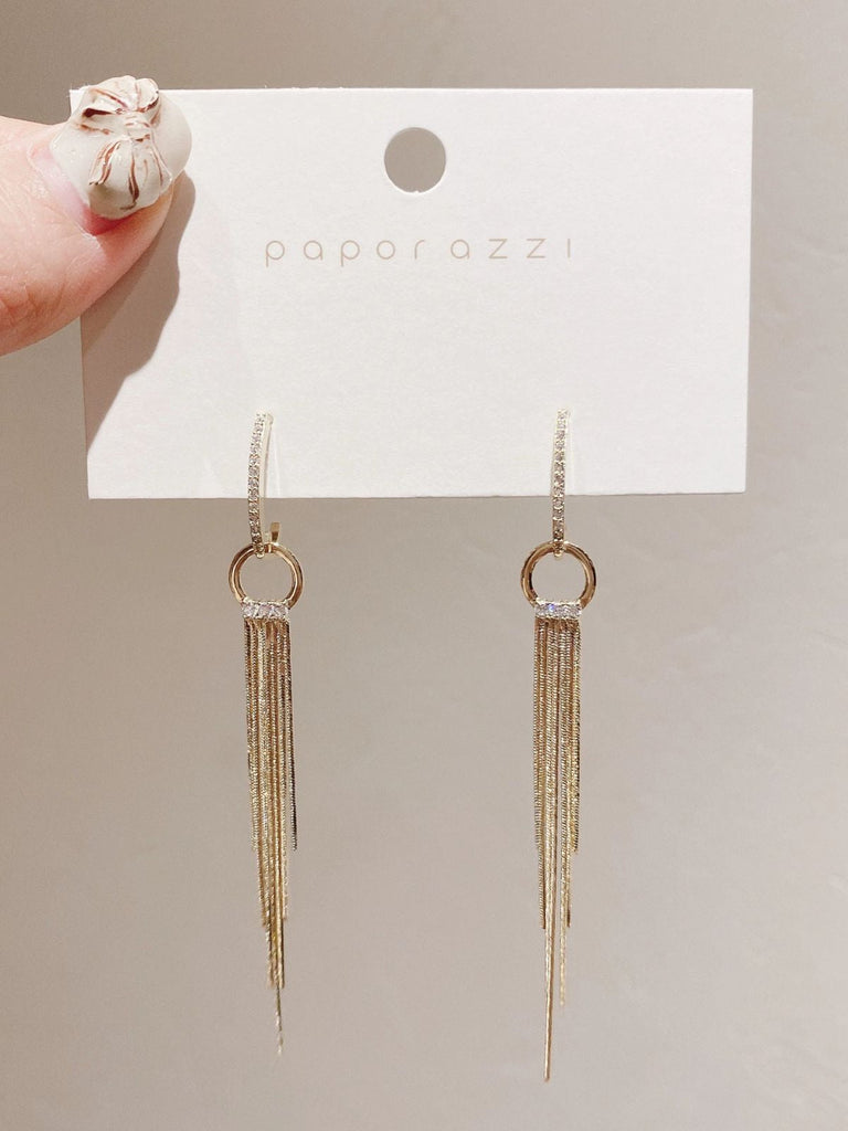 Boucles d'oreilles à pampilles en perles dorées vintage