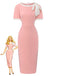 Robe moulante nœud et col rond colorblock années 60