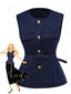 Gilet en tweed uni à boutons et ceinture années 1960