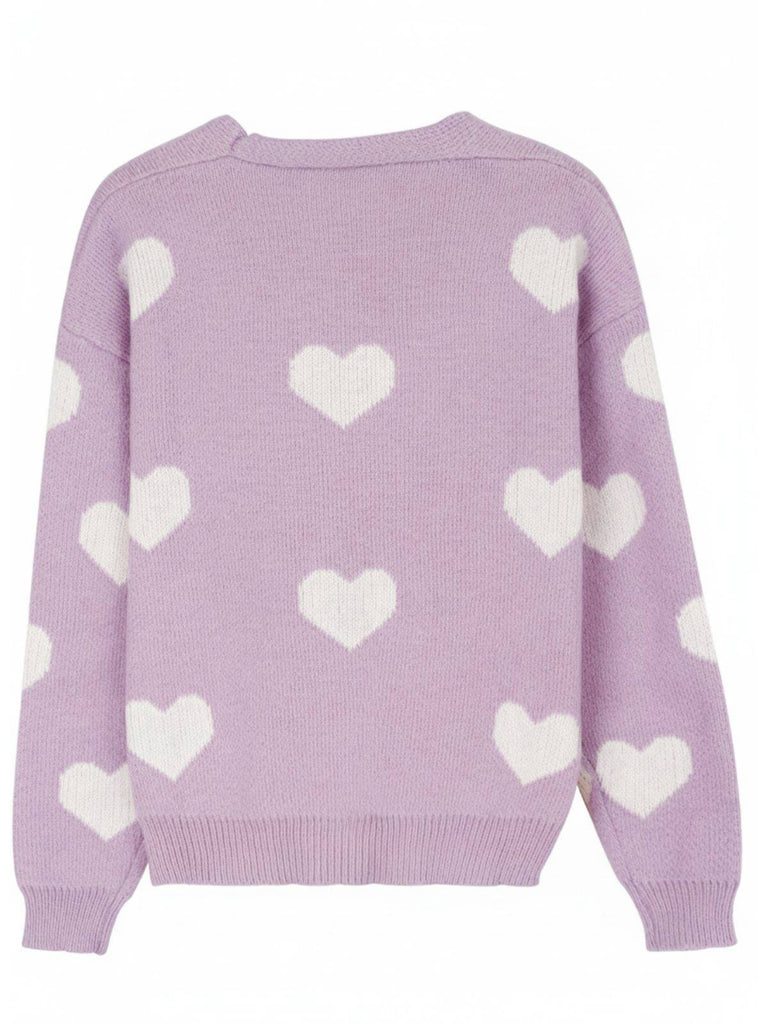 Cardigan en maille à imprimé cœur style Saint-Valentin années 1950