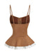 Haut corset en daim marron à lacets des années 1950