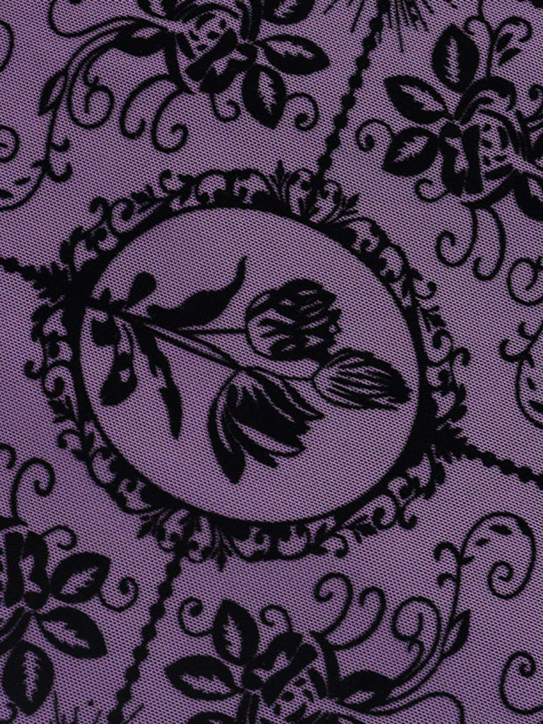 Robe néo-chinoise violette floquée de roses années 1930