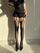 Collants porte-jarretelles vintage en dentelle unie