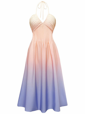 Robe dos nu à décolleté plongeant en V ombré années 1940