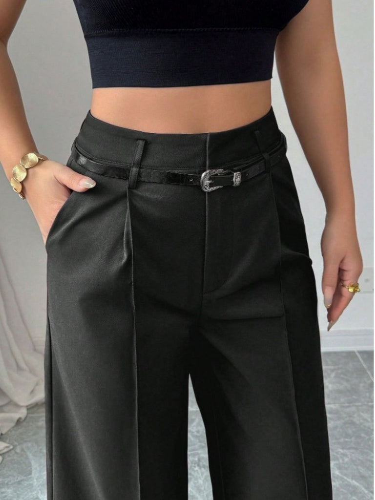 Pantalon large taille haute bordeaux des années 1960