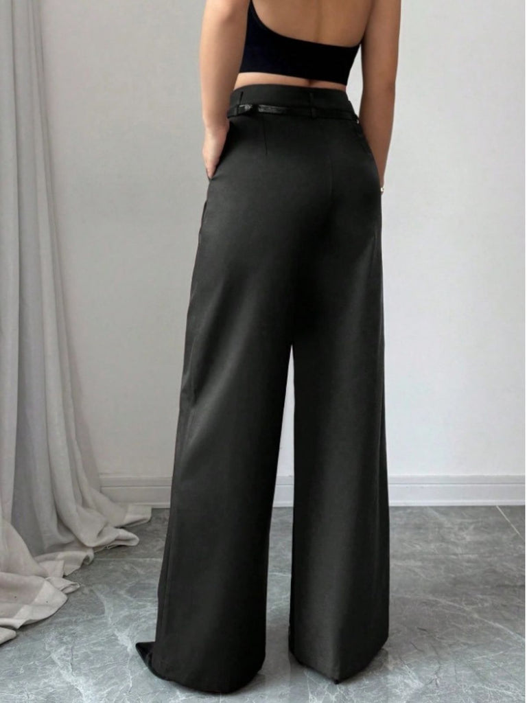 Pantalon large taille haute bordeaux des années 1960