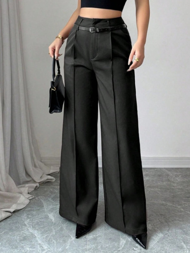 Pantalon large taille haute bordeaux des années 1960