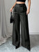 Pantalon large taille haute bordeaux des années 1960