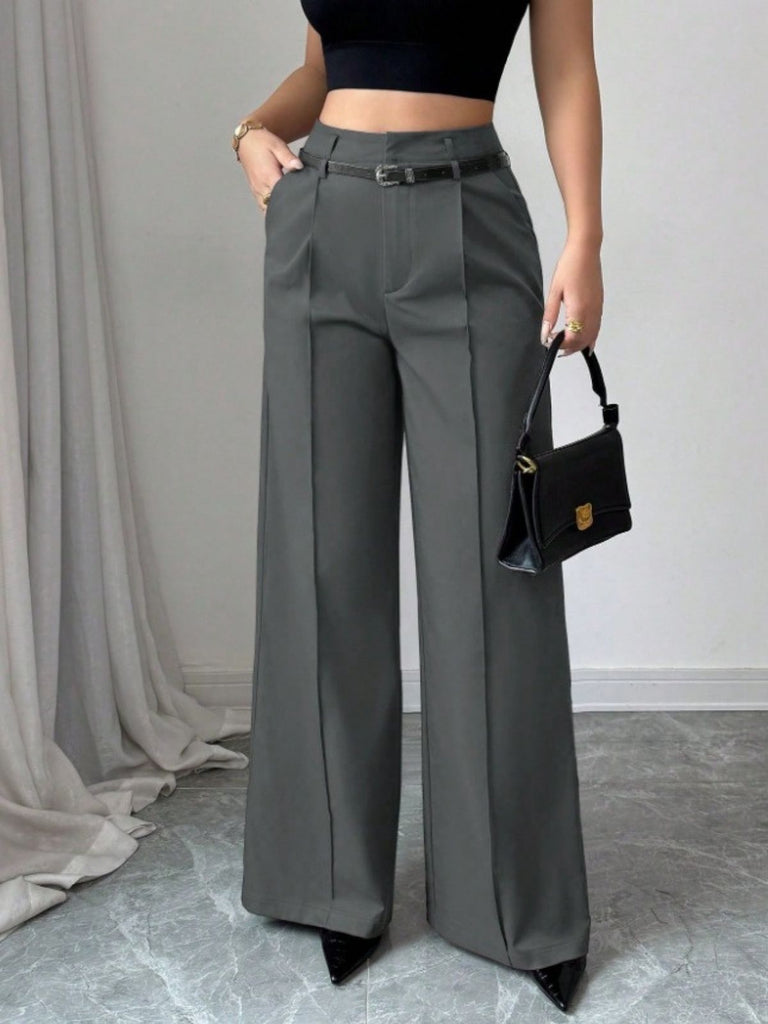 Pantalon large taille haute bordeaux des années 1960