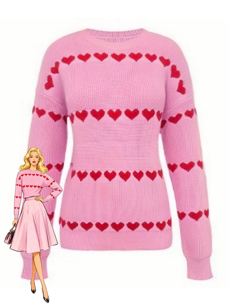 Pull Tricoté Cœur  Saint-Valentin Années 40