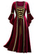 Robe Renaissance médiévale en velours à bordure dorée des années 1930