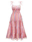 Robe à bretelles rayures couleur arc-en-ciel des années 1970