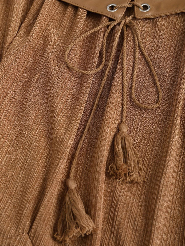 [Grande taille] Robe bohème côtelée à volants années 1970