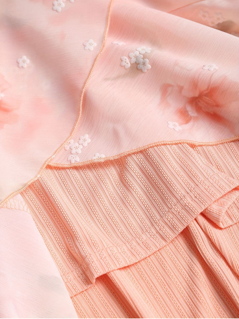 [Grande taille] Robe rose ourlet tulipe à fleurs patchwork des années 1970