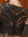 Robe longue à sequins dorés col en V et pompons années 1920