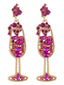 Boucles d'oreilles en forme de verre à champagne perles et pierres précieuses